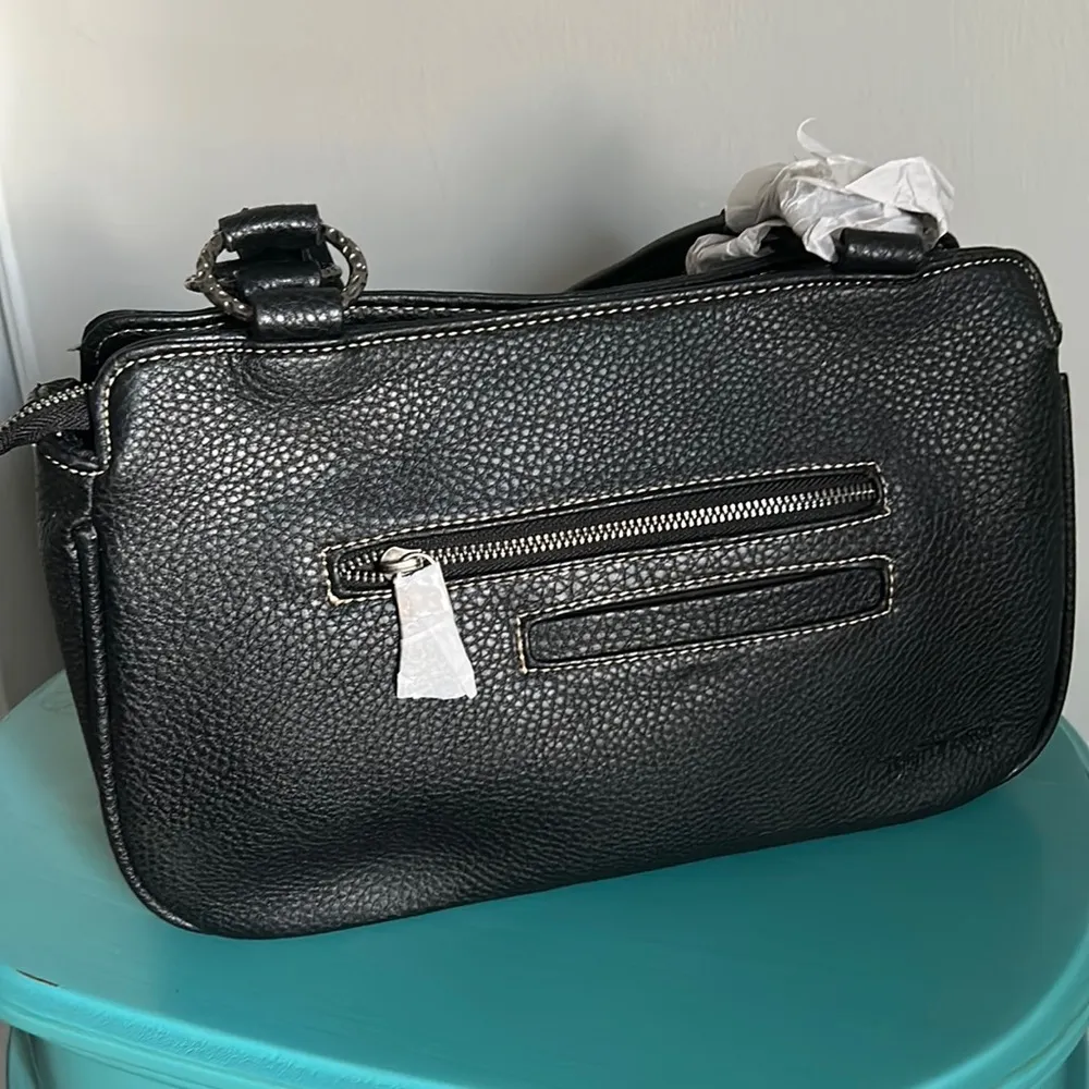 New Trinity Ranch by Montana West Tooled Pebbled Leather Studded Shoulder Bag - Image 6