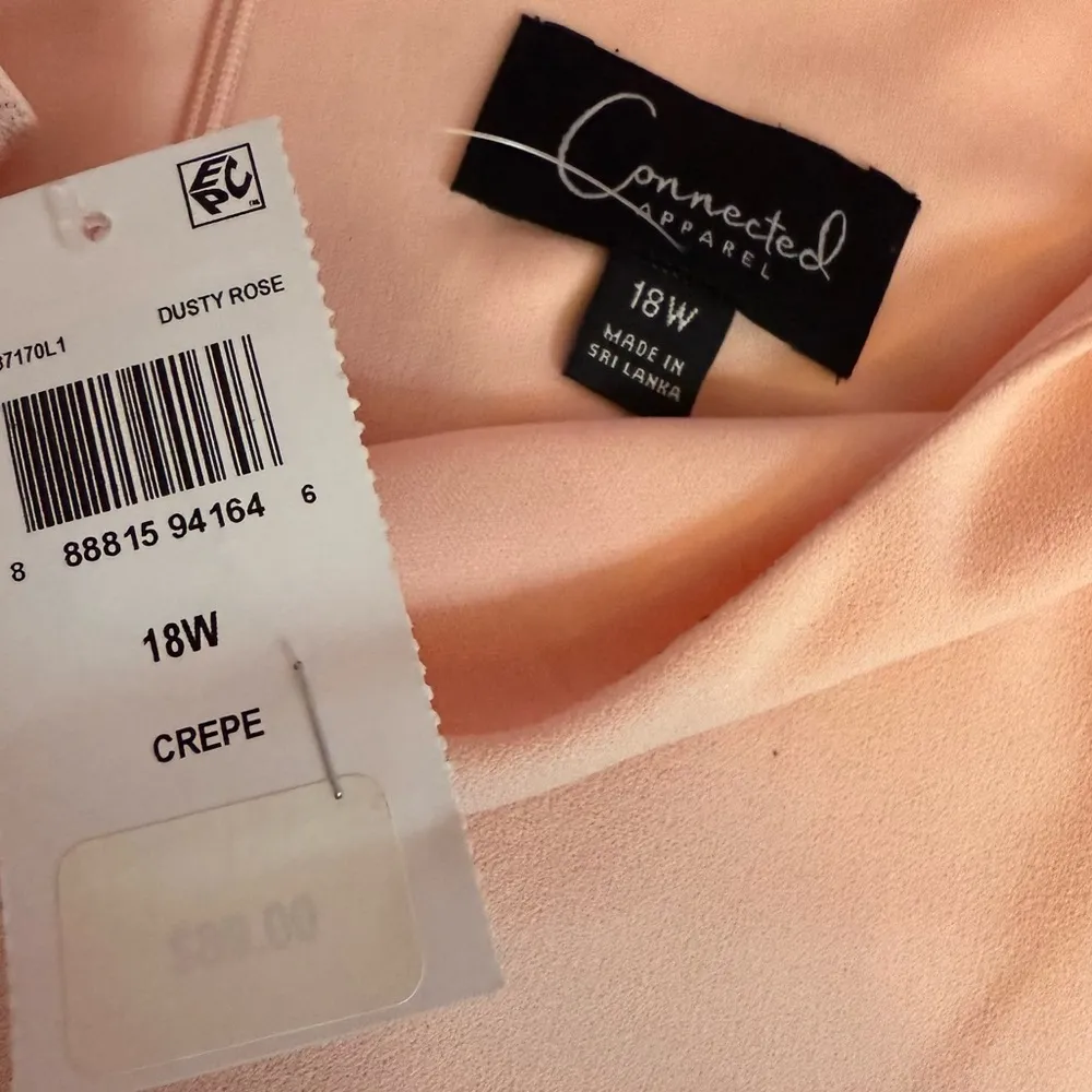 Connected Apparel Women's Boat-Neck Floral-Sleeve Sheath Dress Dusty Rose Sz 18W - Image 8