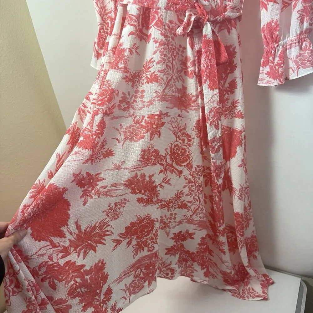 TAHARI ASL Dress Womens 6 Floral Faux Wrap Asymmetric Hem Crepe Spring Easter - Image 9