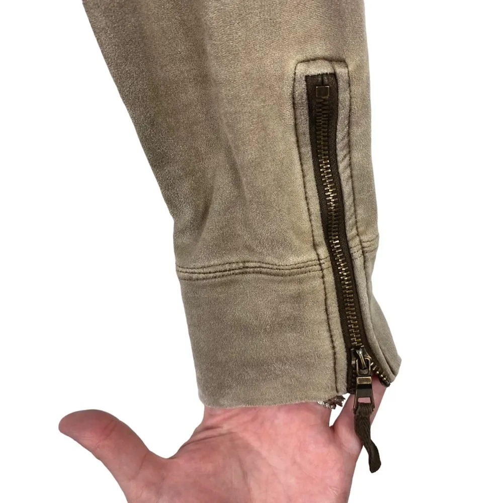 ANTHROPOLOGIE MARRAKECH Sz Small S Women's Helene Suede French Terry Moto Jacket Brown - Image 7