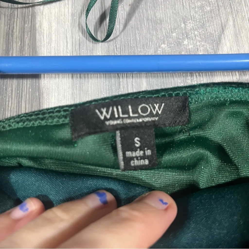 Willow Emerald Green Velvet Crop Top; Small Women's - Image 5