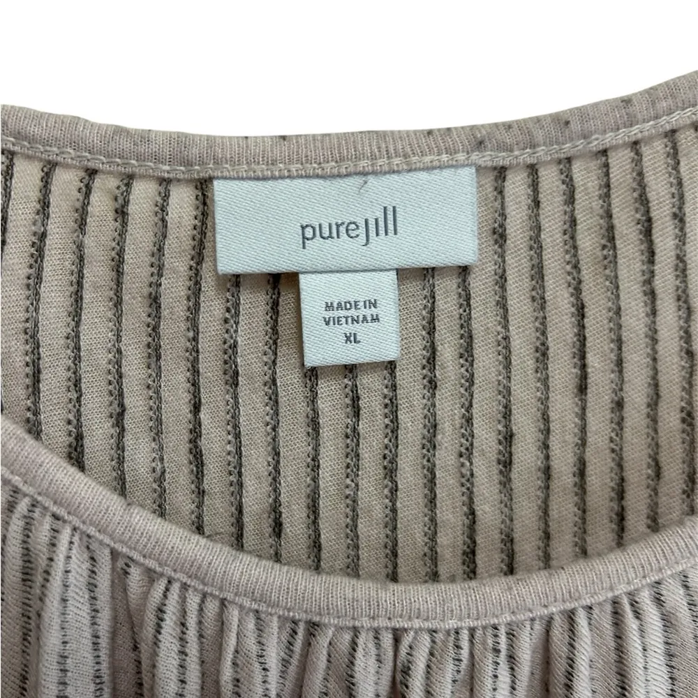 J Jill Pure Jill Top Size XL Striped Linen Blend Lagenlook Gray - Image 2