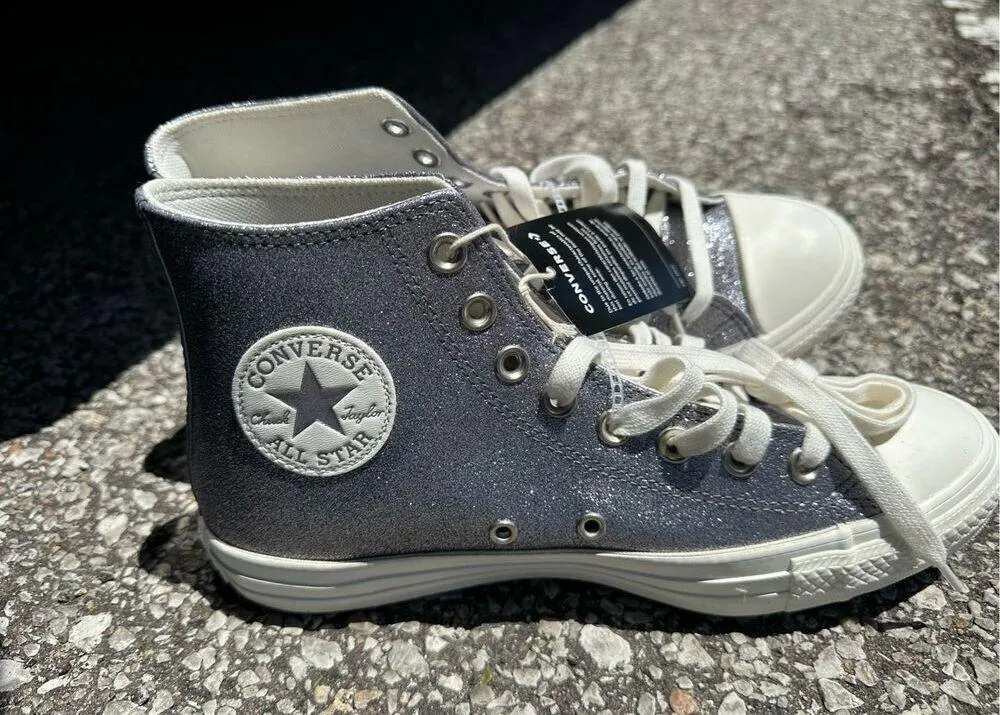 Converse Chuck Taylor High Top All Star Glitter Sneakers 'Gun Metal' - A07948C - Image 6