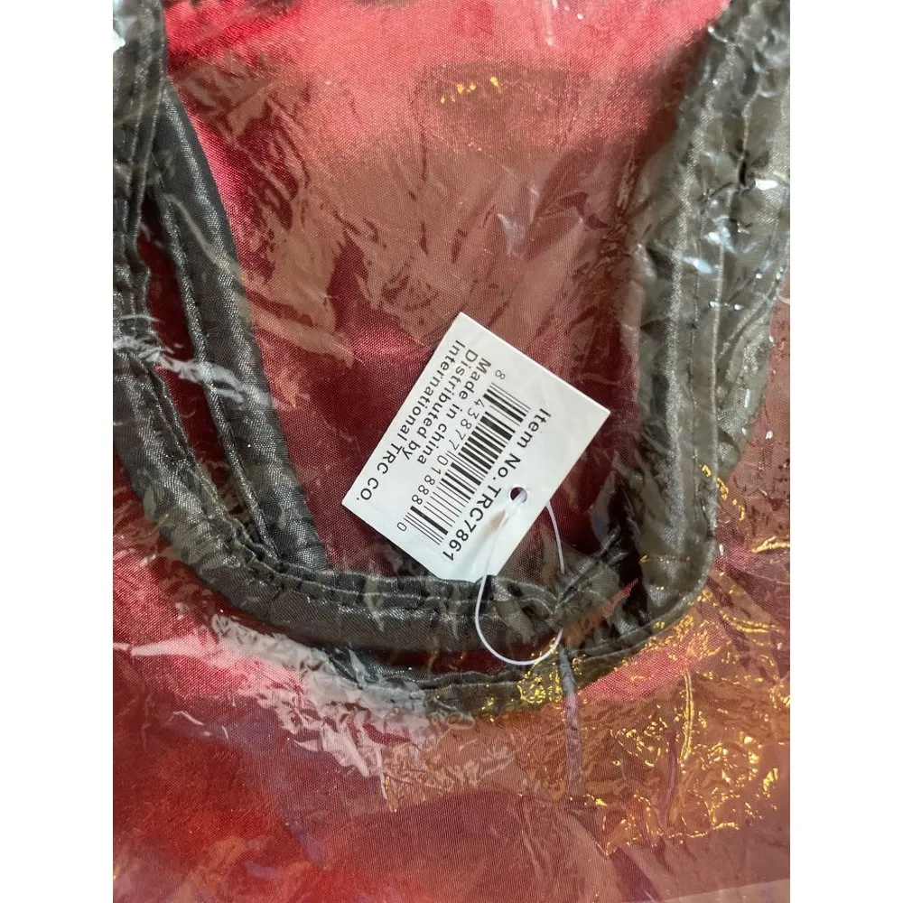 Asian Tote Oriental Shoulder Bag Red Gold Satin Purse Zippered Purse New With Ta - Image 6