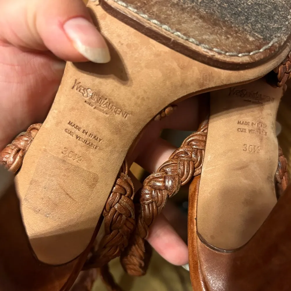 YSL LEATHER ANKLE WRAP HEELS - Image 7