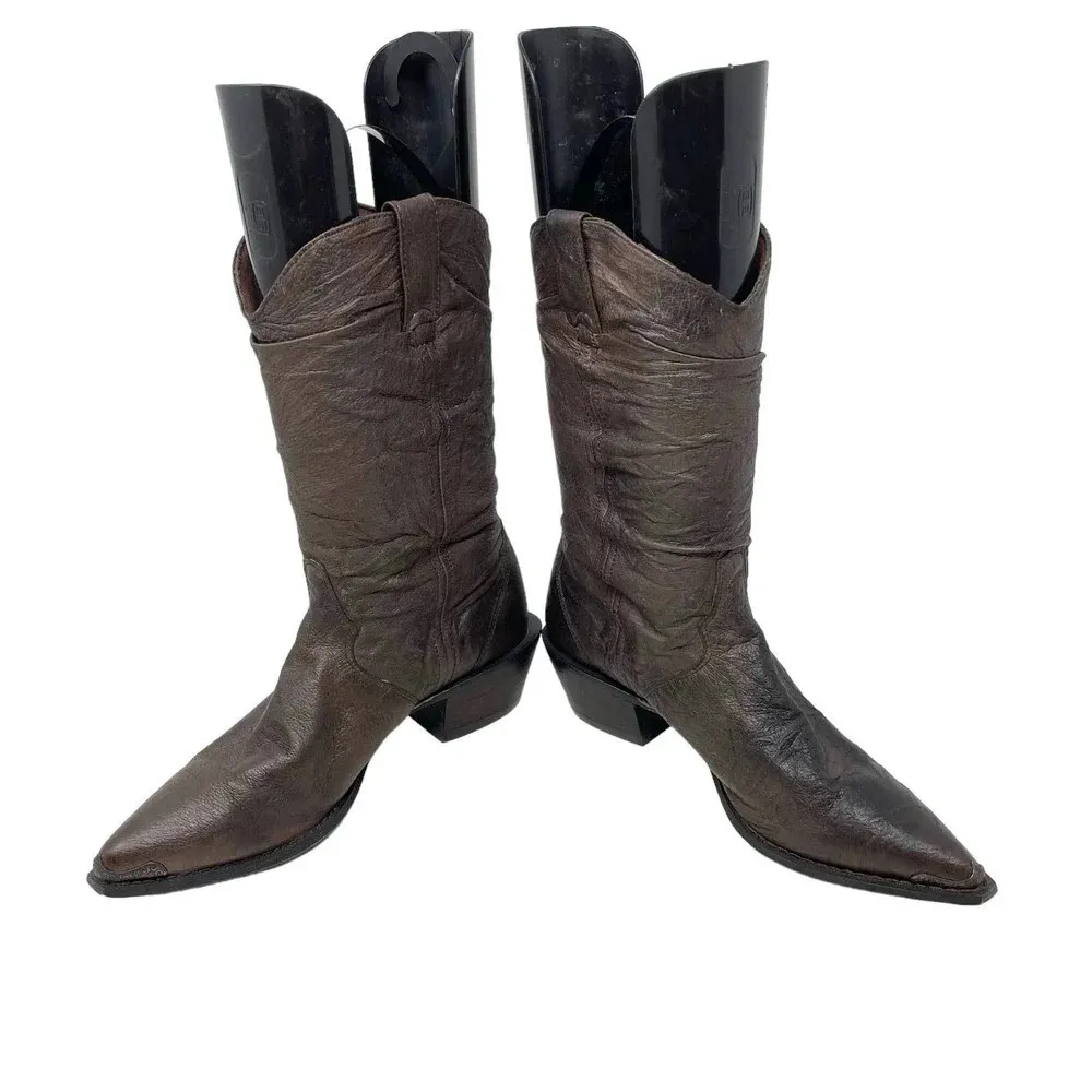 Durango Crush Brown Leather Slouch Western Cowboy Boots Size‎ 7.5 - Image 5