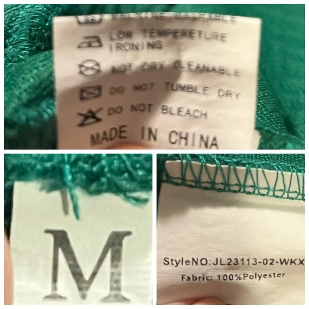 Fashion 2 Piece Set Top Wide Leg Crop Pant Kelly Green White Trim Women’s Size M Size M - Image 12