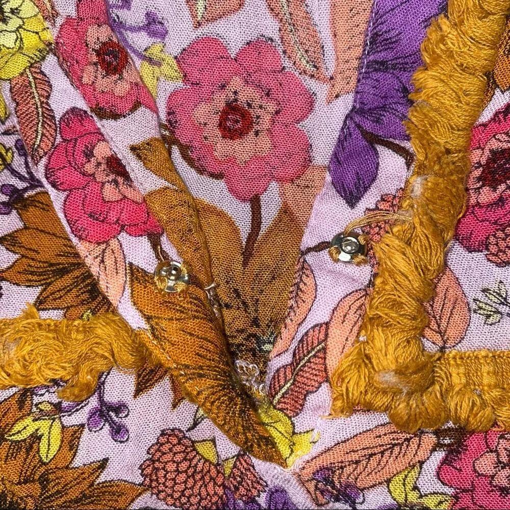 Anthropologie Raga Floral Long Sleeve V-Neck Blouse SMALL - Image 8