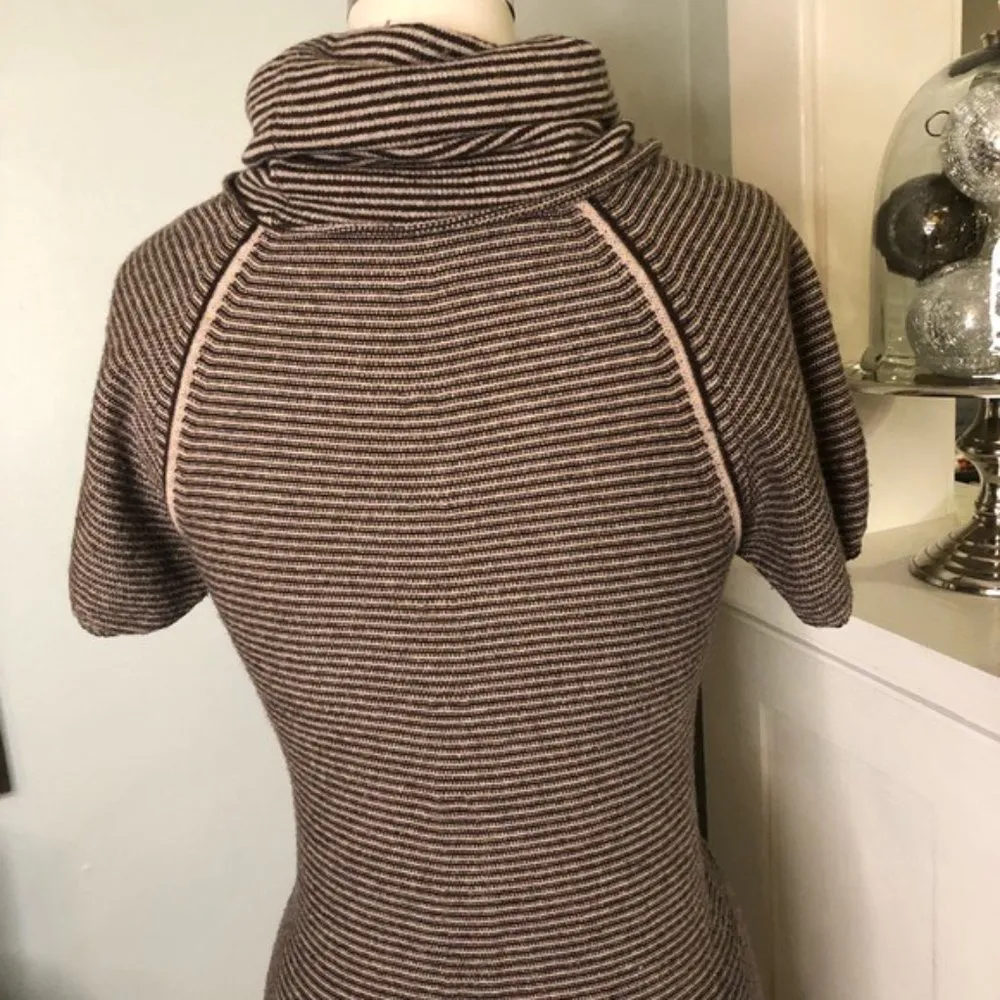 BCBGMaxAzria Cashmere Wool Striped Cowl Neck Sweater Dress Brown XS - Image 8