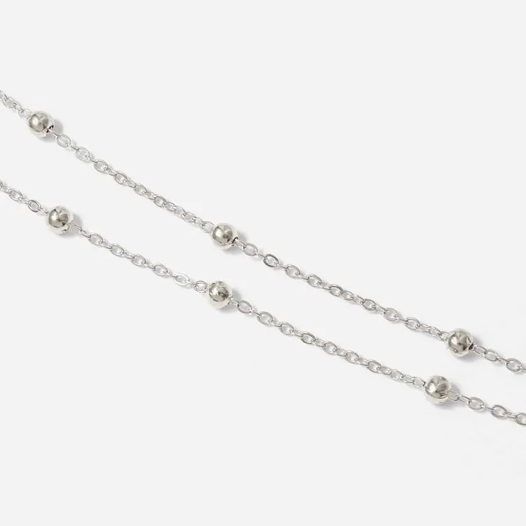 Beaded Layered Anklet Silver - Image 3