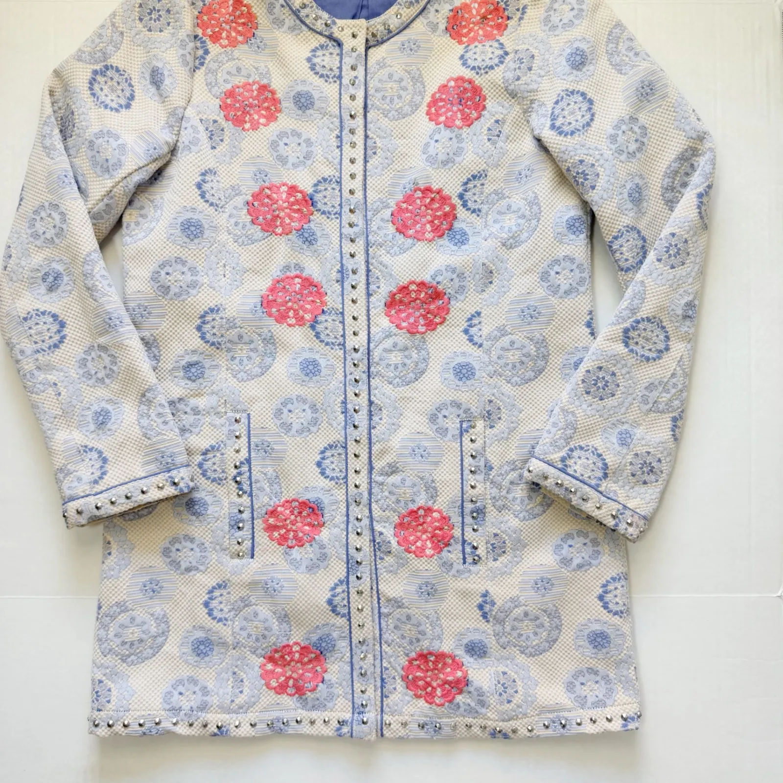 Sundance Embroidered Floral Jacket Studded Trim Long Sleeve Size 6 Petite‎ - Image 4