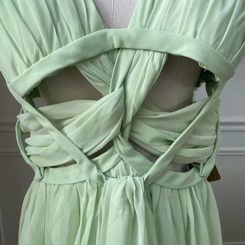 NWT Light In The Box Lime Green Formal Gown Dress Cut Out Waist 26W 3X - Image 6