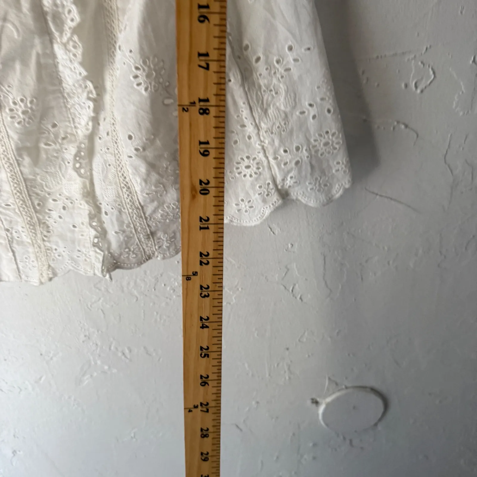 Anthropologie Nwt White Eyelet Lace Square Neck Puff Slv Milkmaid Cottage Top XS - Image 5