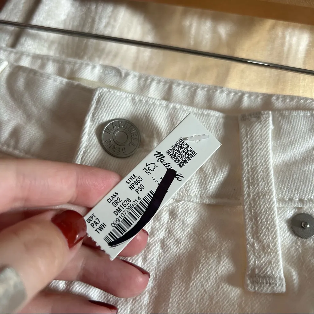 Madewell The Petite Curvy Perfect Vintage Jean Tile White High Rise NWT Size 30P - Image 5