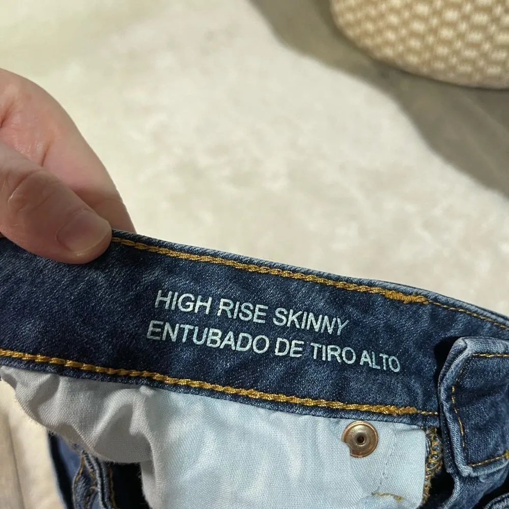 Wild Fable Dark Wash Distressed Raw Hem Skinny Jeans - Image 3