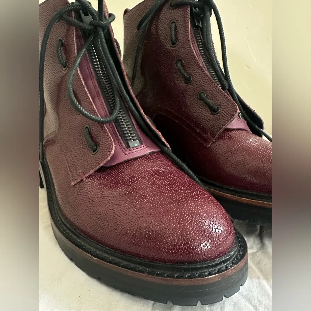 Rag & Bone Burgundy Pebbled Leather Combat Boots – Size 39 (US 8.5–9) - Image 11