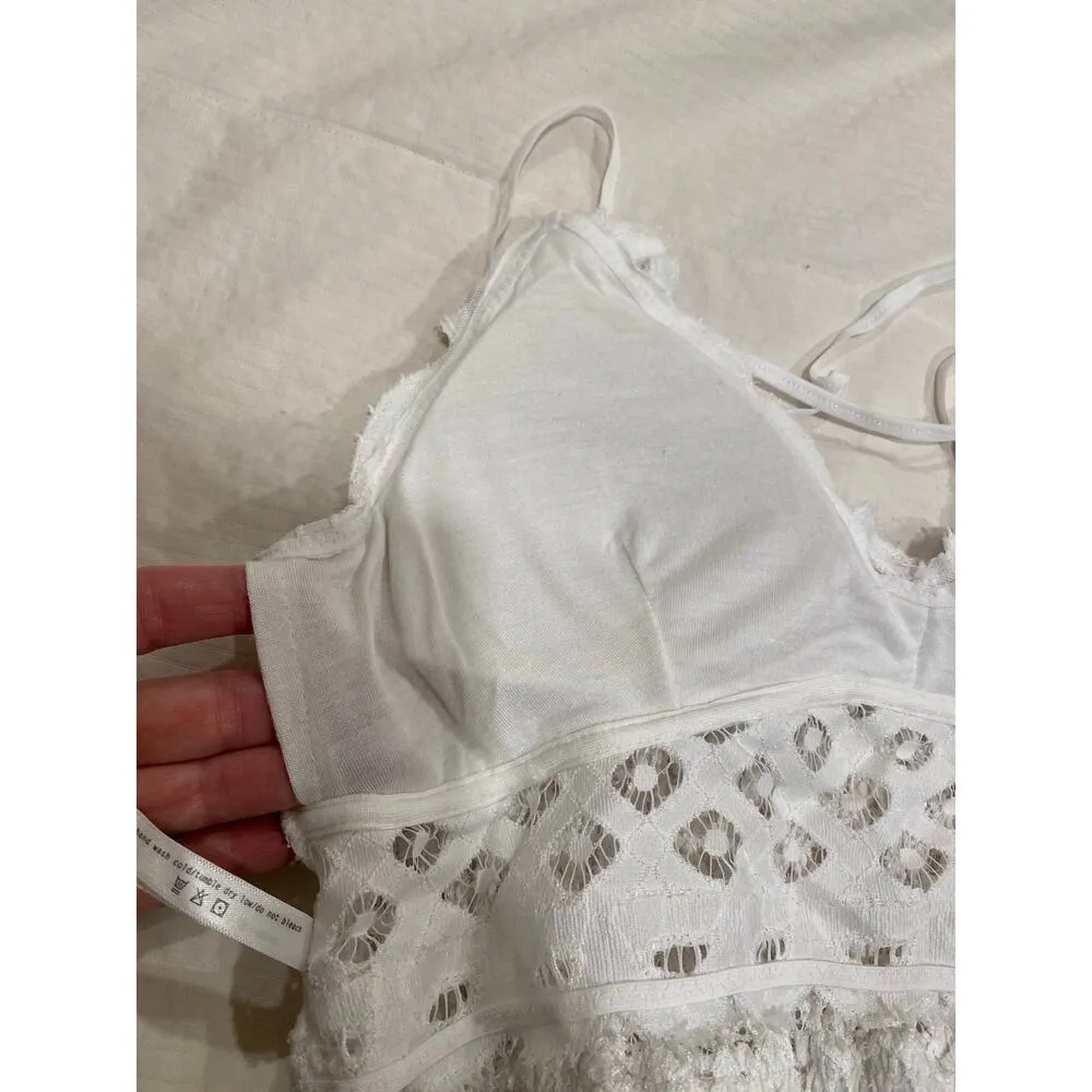 Anemone Wirefree Crochet Bralette Womens Size Large White Strappy Bra - Image 8