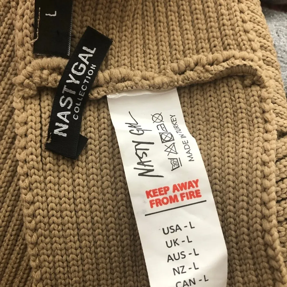 Nasty Gal Knit Ribbed Bralette Halter Top Oatmeal Beige Large - Image 13