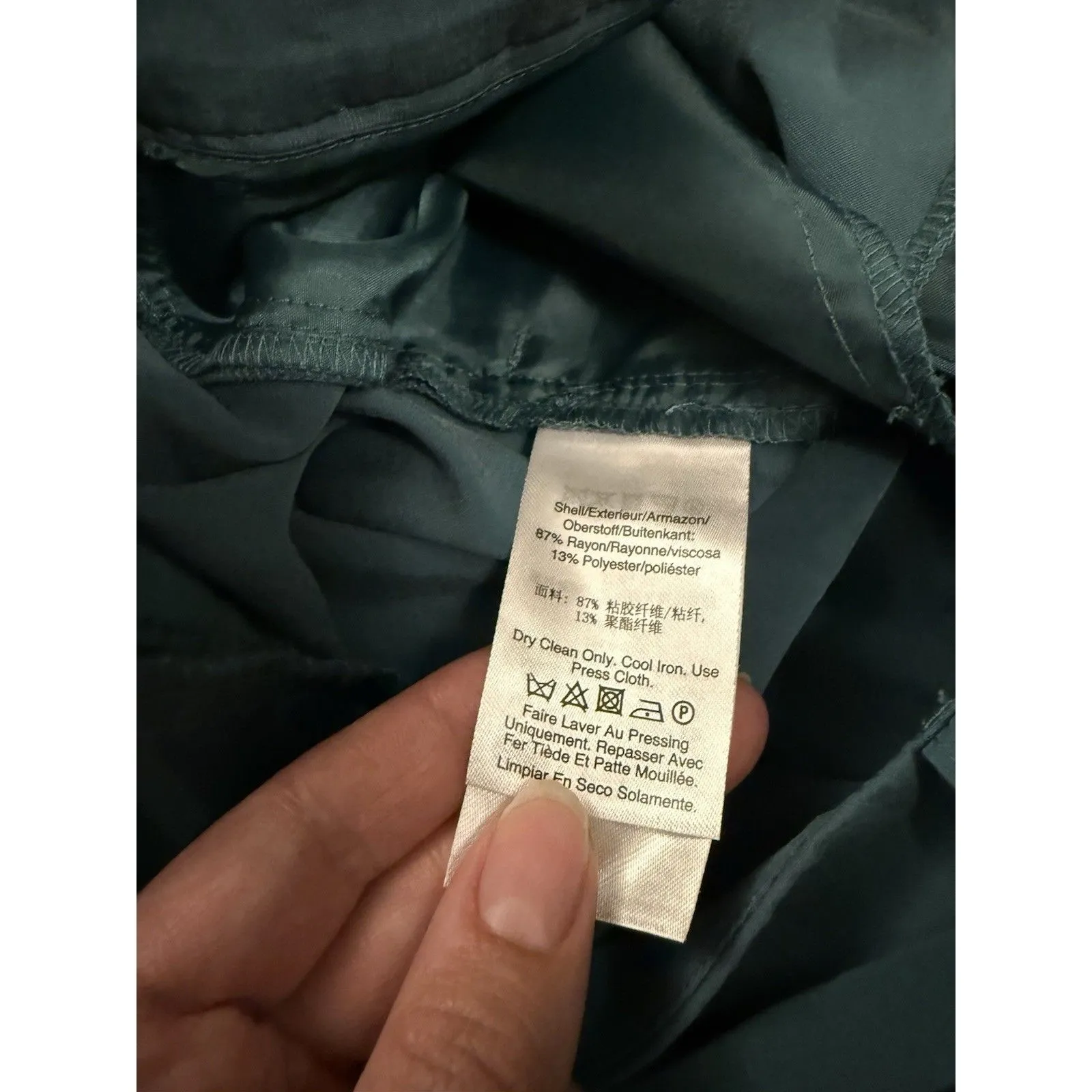 DKNY Pants  size 6 The ESSEX Ankle  Dark Teal‎  Waist Tie   Stretch  Career - Image 8