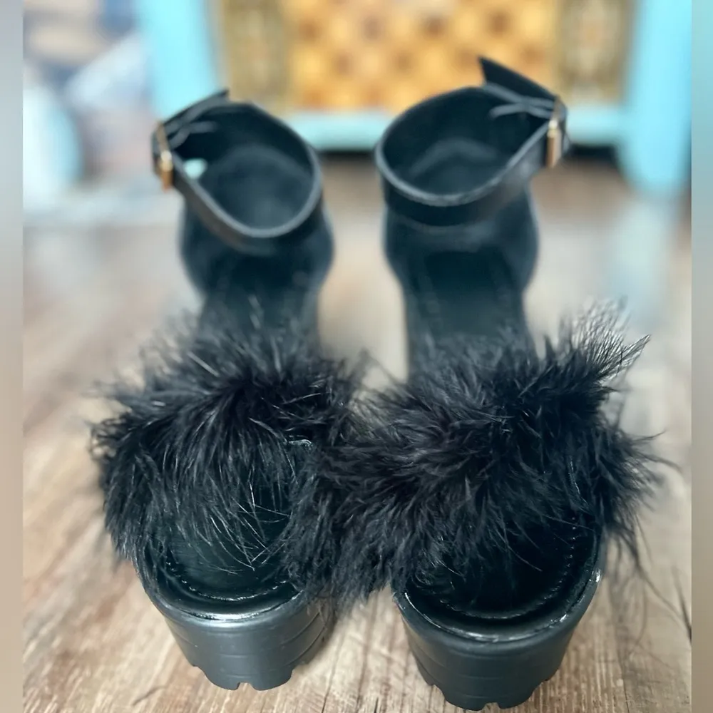 Fuzzy Black Heels for Women - Image 4