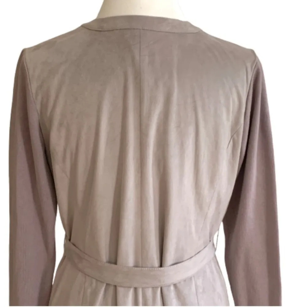 H by Halston Jacket Lilac Faux Suede Sweater Knit Long Sleeves Belted Size 4 - Image 7