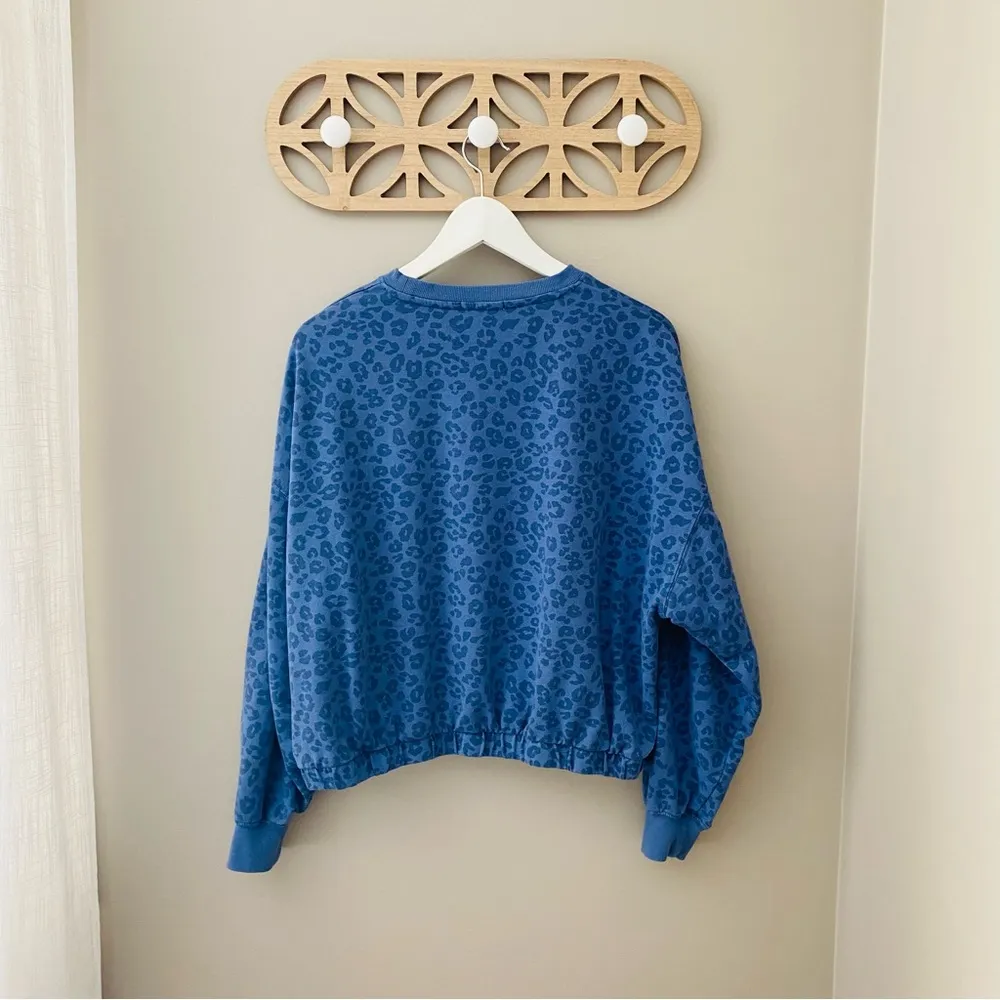 Z Supply Leopard Print Pullover Sweater Blue/Purple Sz Small - Image 7