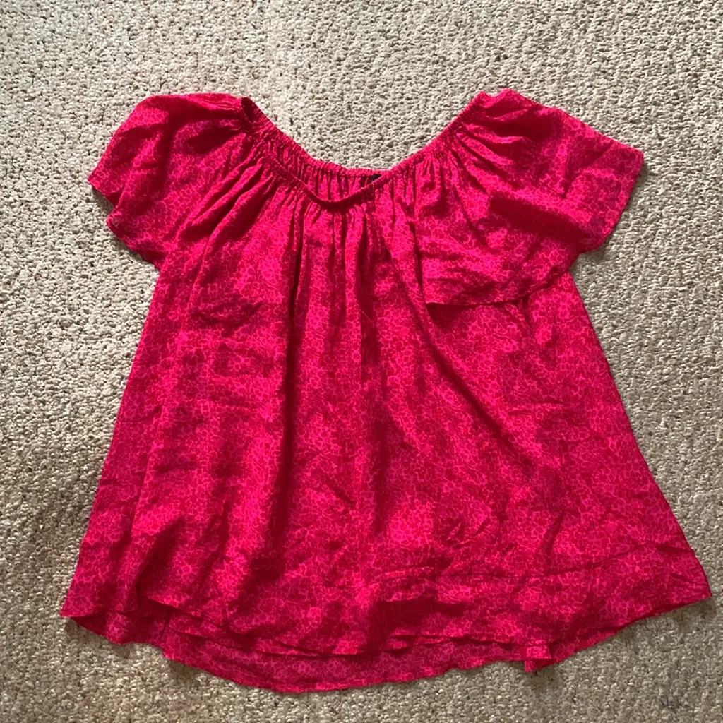HATCH Red and Magenta Floral Blouse Size 1 (2 - Image 14