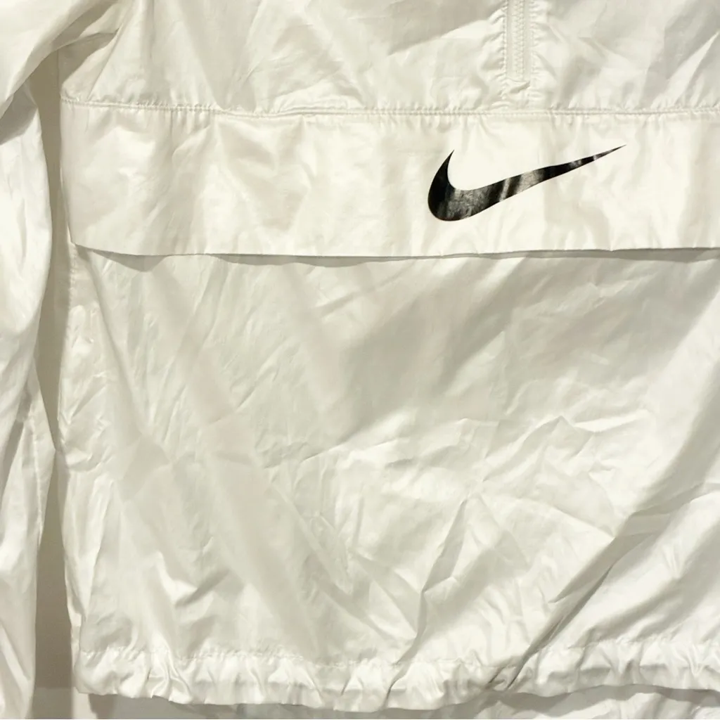 Nike White Lightweight Pullover Hooded Front Pocket Black Swoosh Pullover Small - Image 2