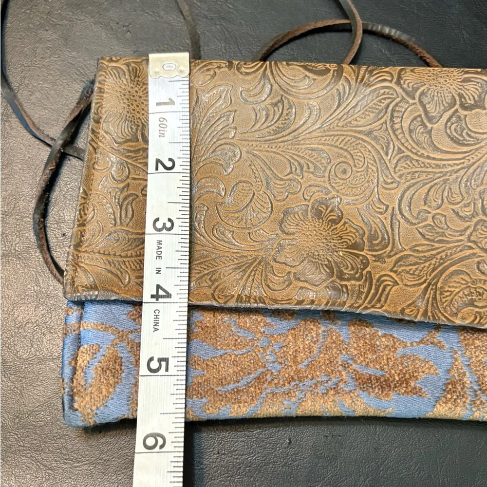 Floral Embossed Tooled Clutch Tan - Image 8