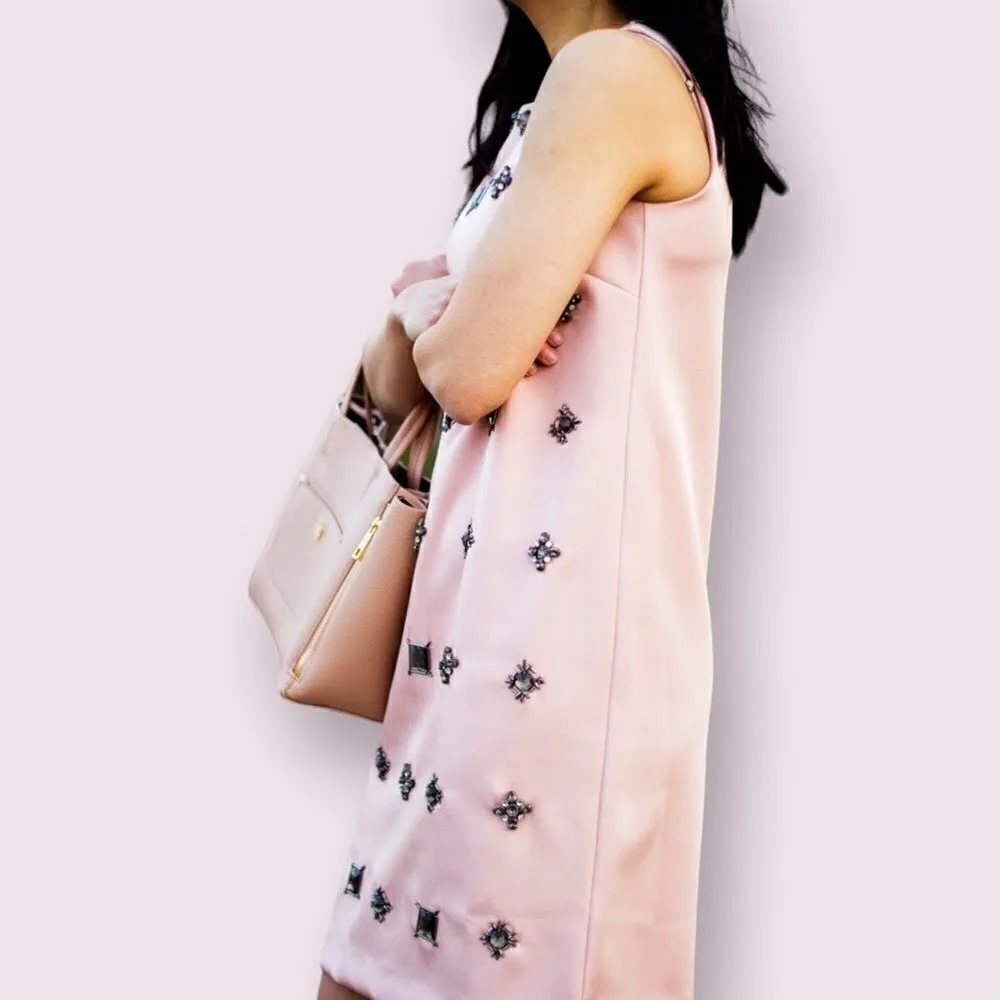 Ann Taylor Pink Jeweled Shift Dress Size 2 TALL - Image 4