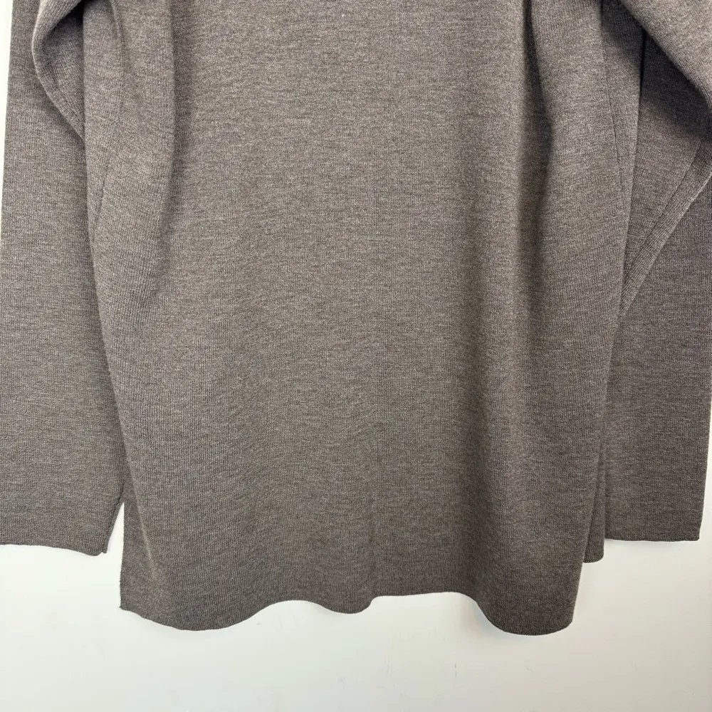 Eileen Fisher 100% Wool Taupe Open Front Cardigan Sweater Sz Small Side Slits - Image 12