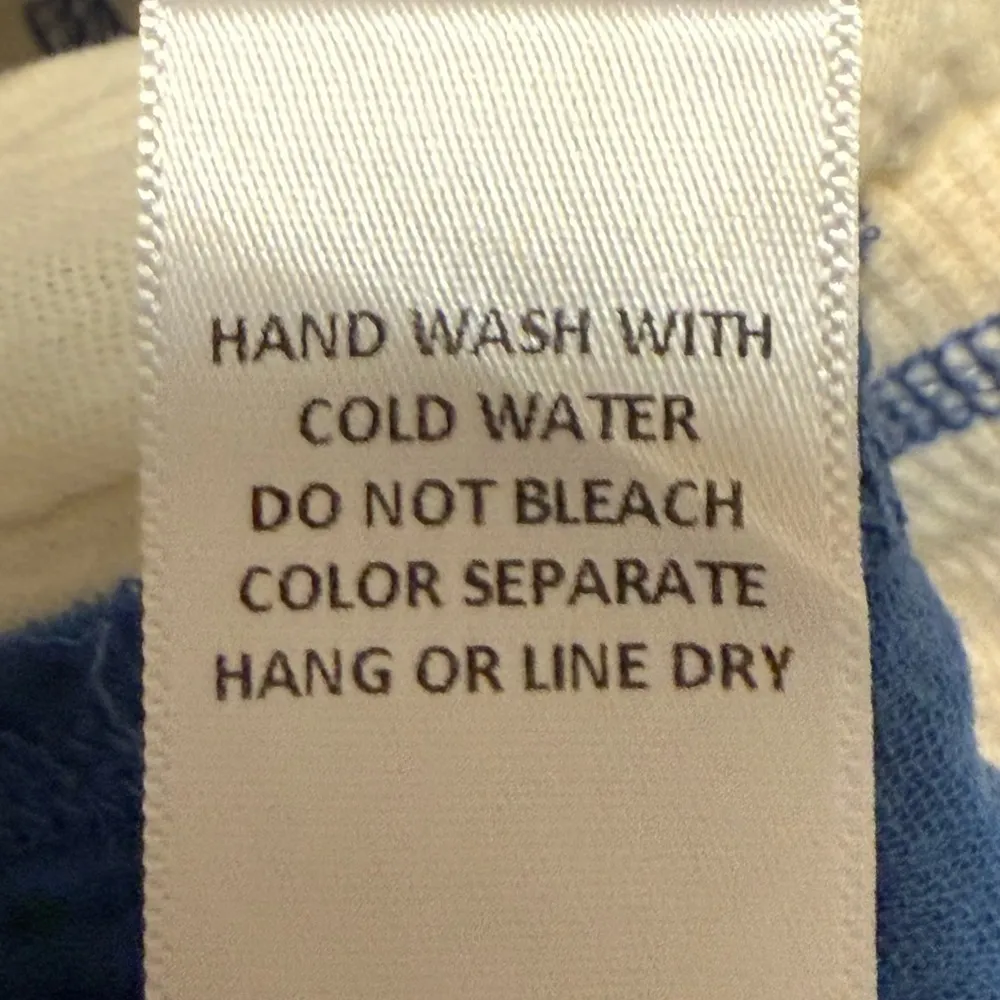 Bibi Starry Meadow Oversized Patchwork Mixed Media Pullover Blue & White Size XL - Image 8