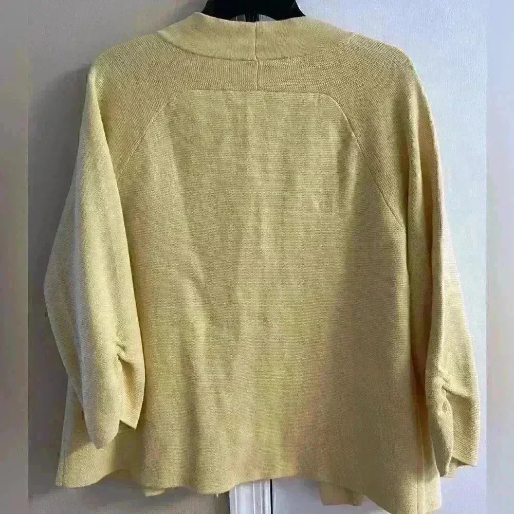 Chico's Beige Open Front Cinched Sleeve Cardigan Large - Image 3