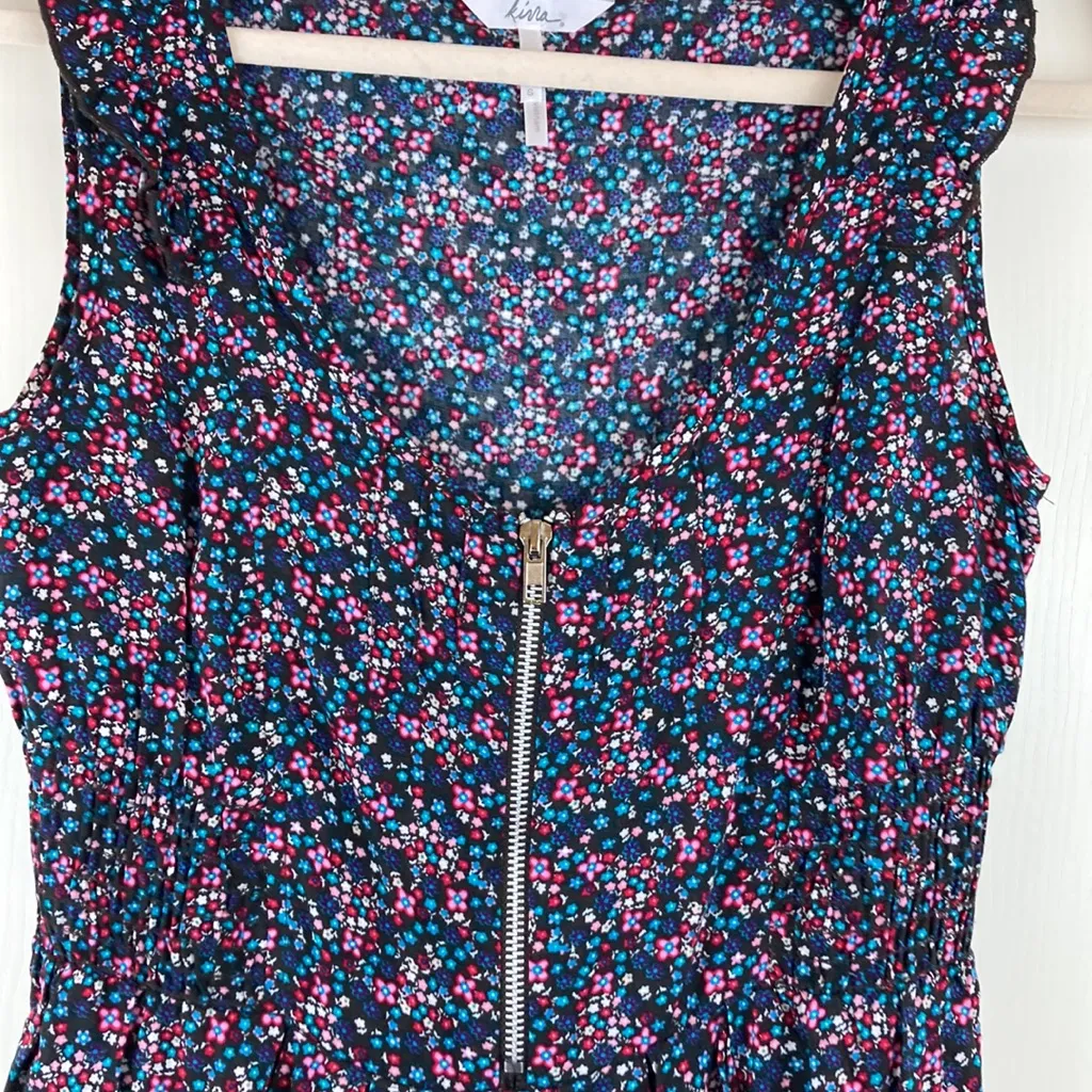 Kirra Vintage Navy Blue Ditsy Floral Print Sleeveless Dress A154 - Image 6