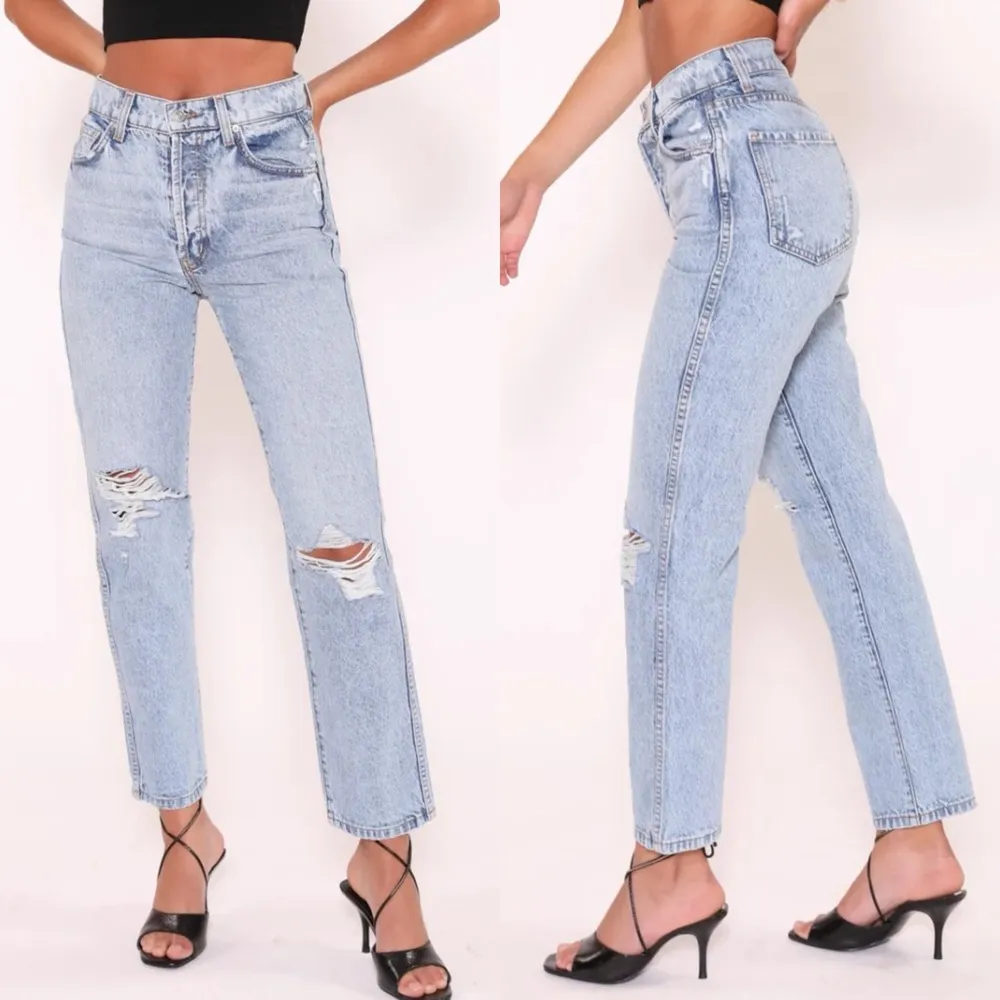 Revice Frontrunner High Rise Distressed Straight Leg Jeans Grand Prix Light Wash - Image 3