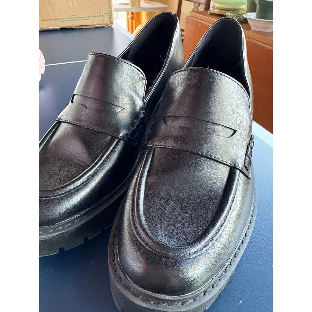 Black Chunky Heeled Platform Y2K Style Loafers Goth Punk Shoes Women’s 8.5 - Image 3