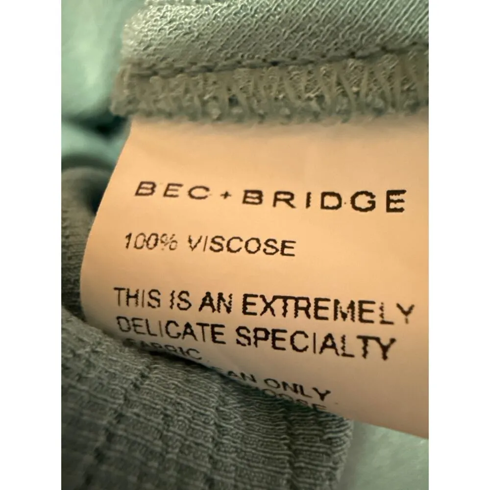 BEC & Bridge Blue Silk Satin High Waisted Pull On Pencil Midi Slip Skirt Size 4 - Image 5