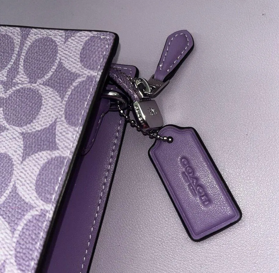 NWT Coach Slim Crossbody Bag In Signature Canvas Purple Iris Silver CBM46 - Image 7