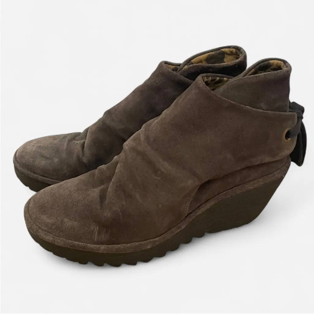 NEW Fly London Yebi Suede Ankle Wedge Boots in Size 40 US 9-9.5 - Image 2
