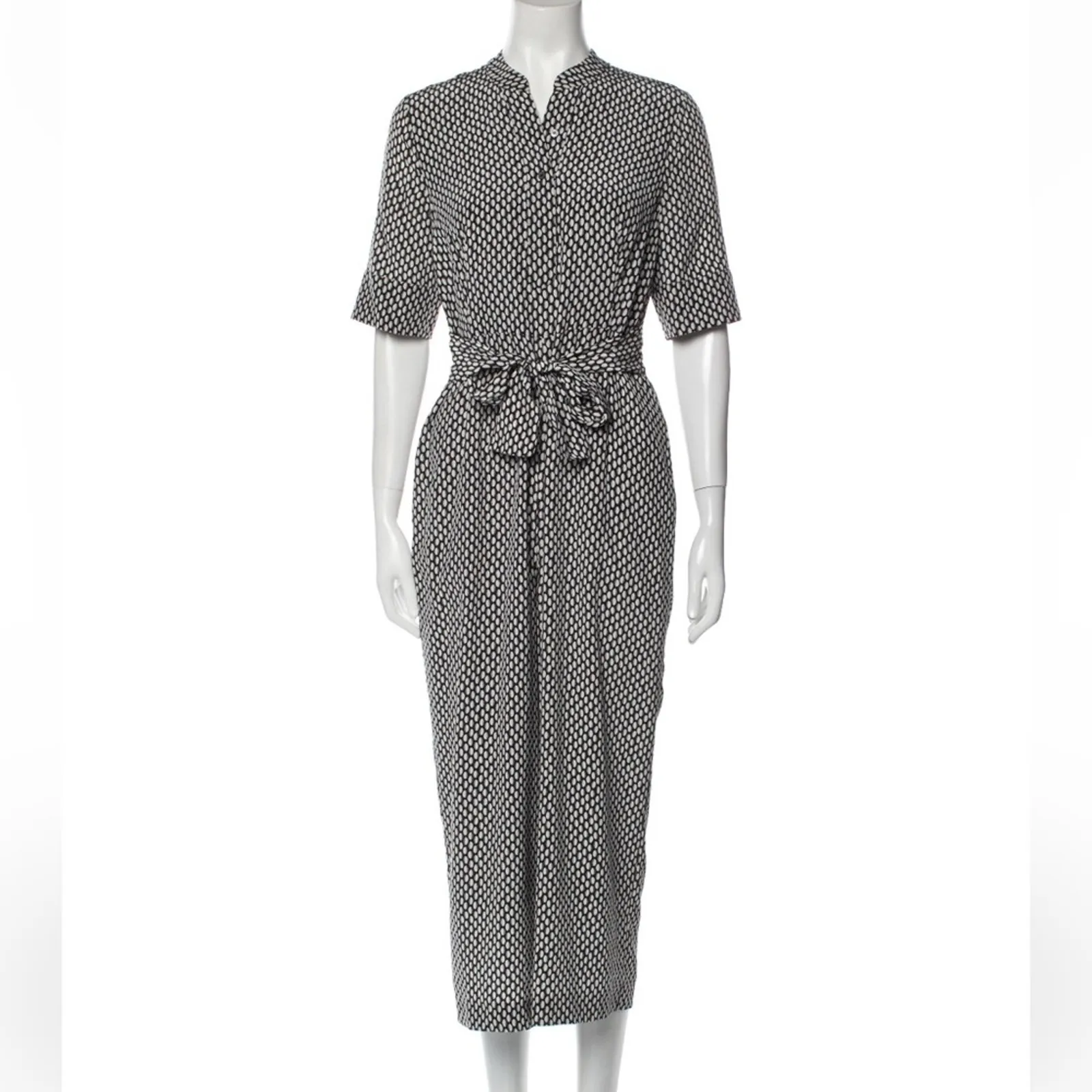 L.K.Bennet London Lorenna Silk Black / White Printed Jumpsuit Size 12 - Image 8