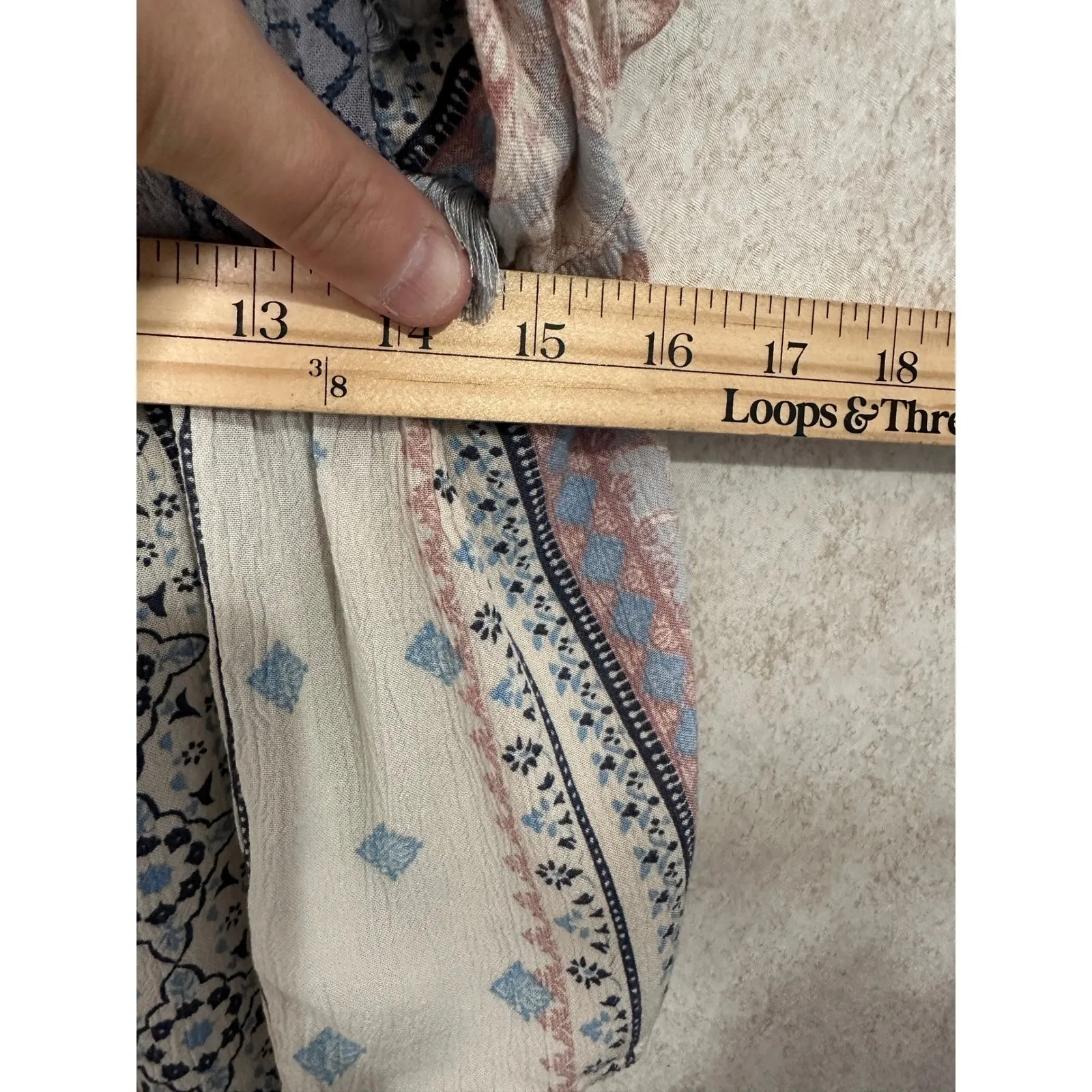 American Eagle Peasant Blouse Floral Tassel Long Sleeve Boho cottage Top Size XS - Image 6