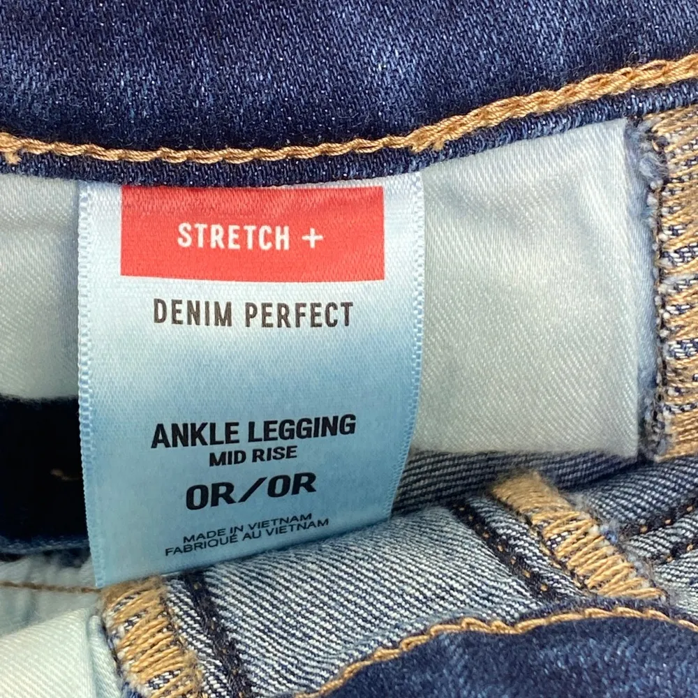 Express Red Stripe Leg Midrise Ankle Legging Denim Jean Size 0 - Image 6