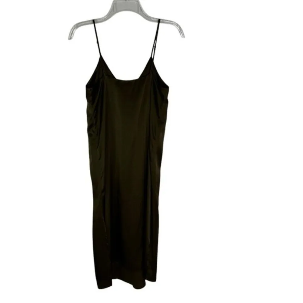NWT Anine Bing Silk Gemma Slip Dress Olive Green Size XS - Image 7