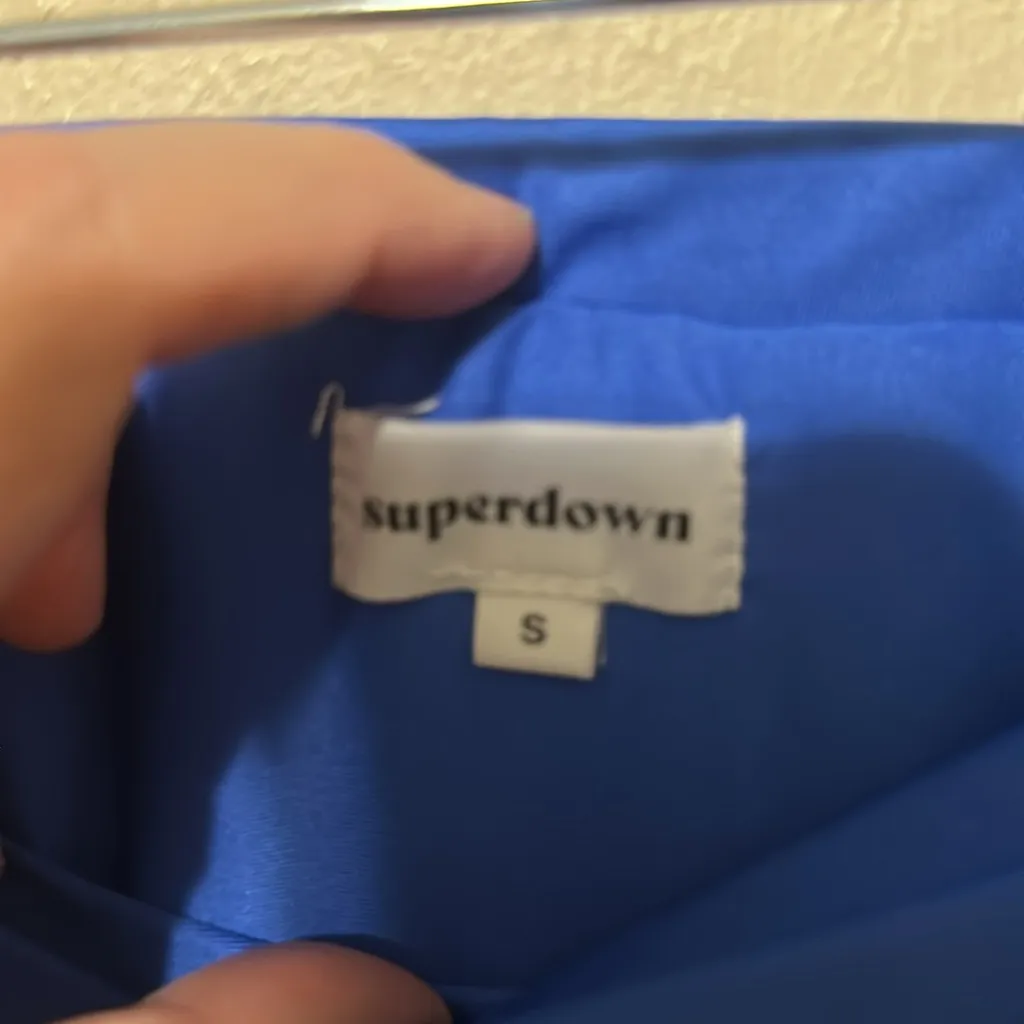 Revolve Superdown Jules Drape Blue Ruched Mini‎ Skirt Size Small - Image 5