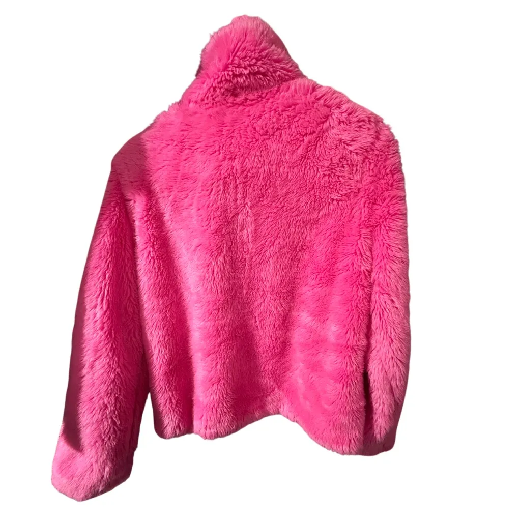 Juicy Couture Black Label Barbie Pink Fuzzy Zip Coat Extra Small - Image 3