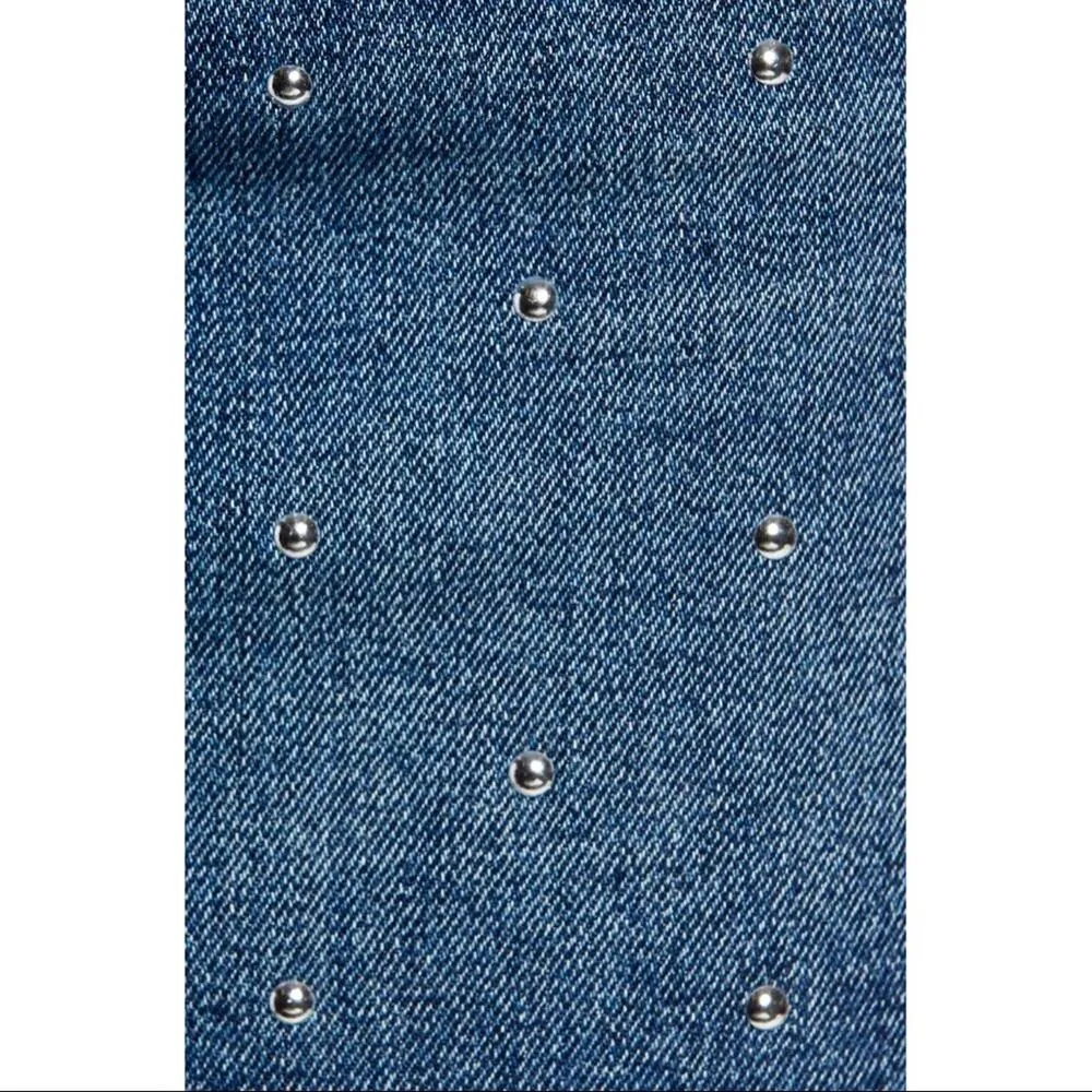 CURRENT/ELLIOTT The Five-Pocket Studded Denim Mini Skirt in Night Rider Size 27 - Image 6