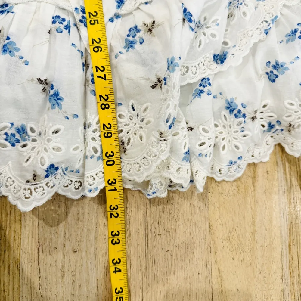 LoveShackFancy 100% cotton mini dress in cream and blue floral NWT - Image 9