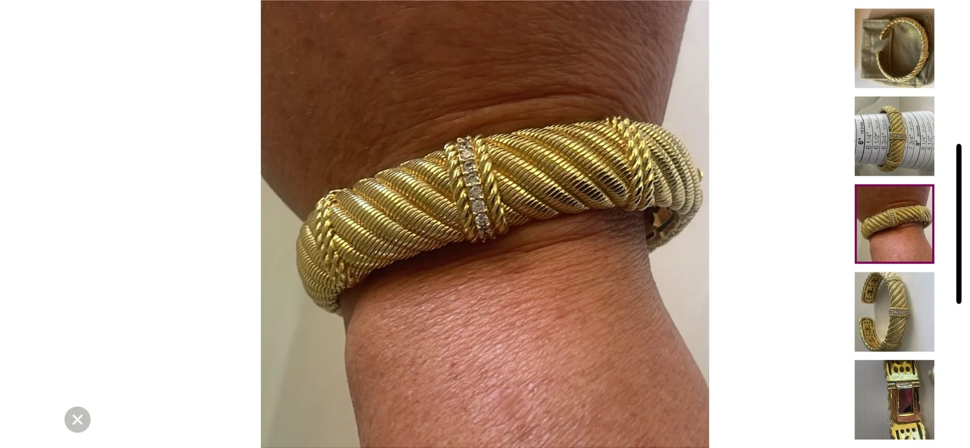 Judith Ripka Gold Clad Hinged Cuff Bracelet  - Image 7