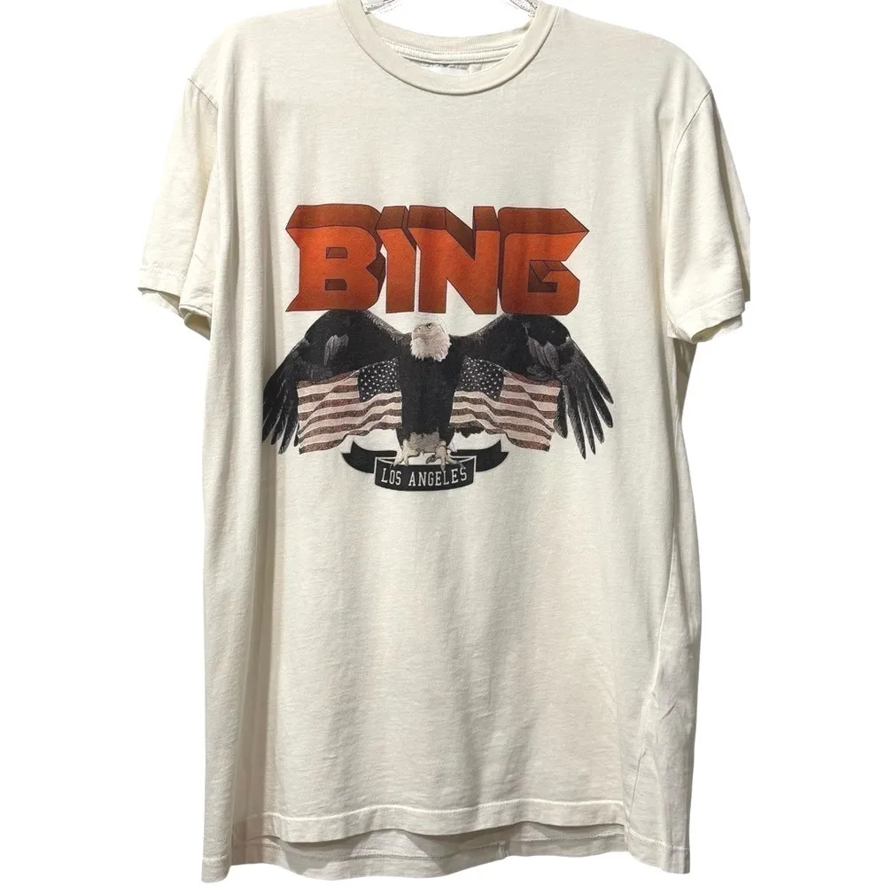 Anine‎ Bing - Vintage Bing Tee in Vintage White Americana / Eagle Small Sold OUT - Image 4
