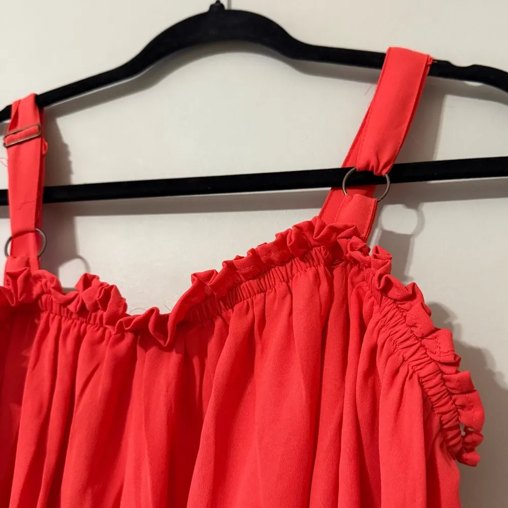 Speed Limit MPH women’s size 3X red tomato pullover cold shoulder blouse adjusts Orange - Image 5